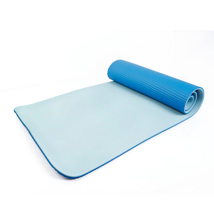 (4 Pack)  Two Tone Fitness Mat, 10Mm, 72Inx24In, Blue Color, NBR Foam, with Carry Strap