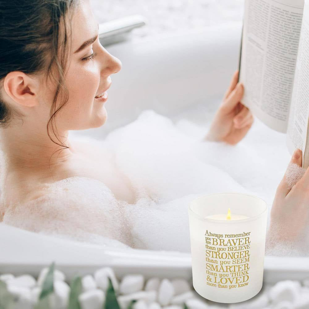 Vanilla Scented Soy Candle with Inpirational Quote in White