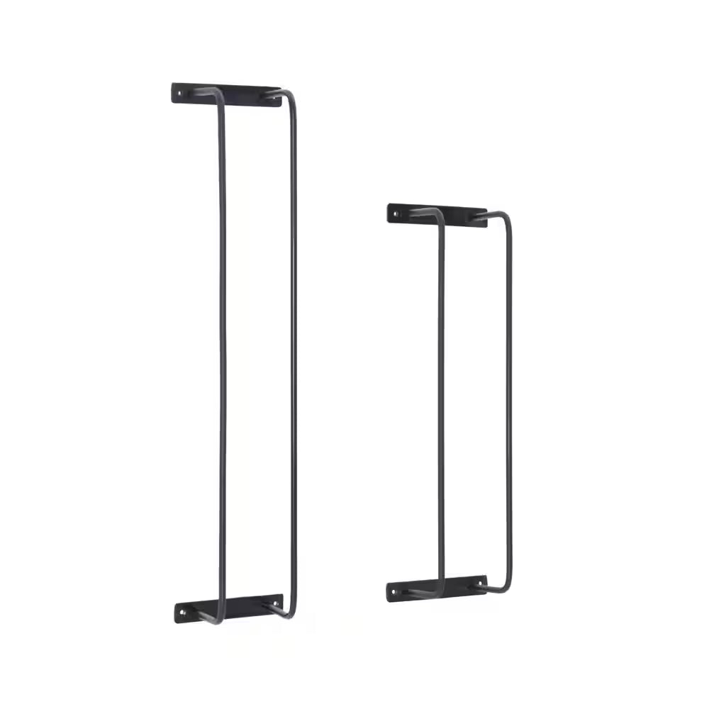 Tidus 6.75 In. Wall Mounted Metal Towel Bar in Black (Set of 2)