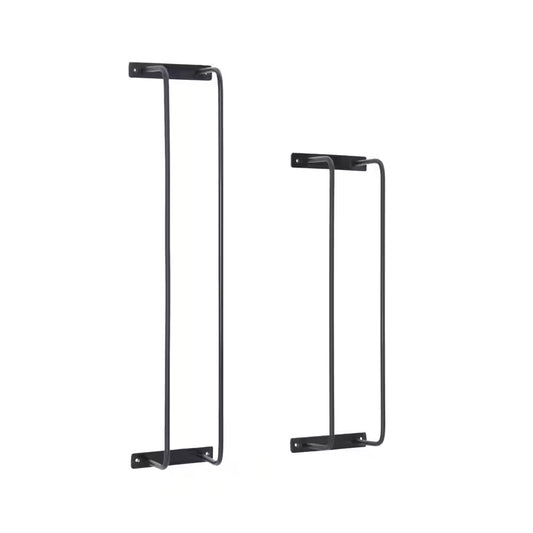 Tidus 6.75 In. Wall Mounted Metal Towel Bar in Black (Set of 2)