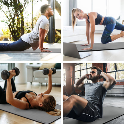 - Multi-Purpose Fitness Mat 8Mm - Padded, Skid & Tear Resistant 24" X 72" Gray