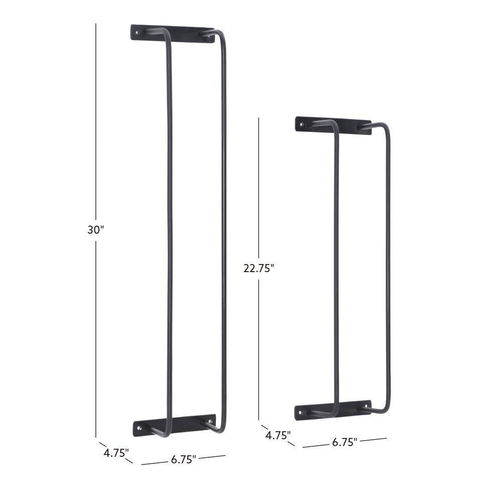 Tidus 6.75 In. Wall Mounted Metal Towel Bar in Black (Set of 2)