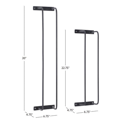 Tidus 6.75 In. Wall Mounted Metal Towel Bar in Black (Set of 2)