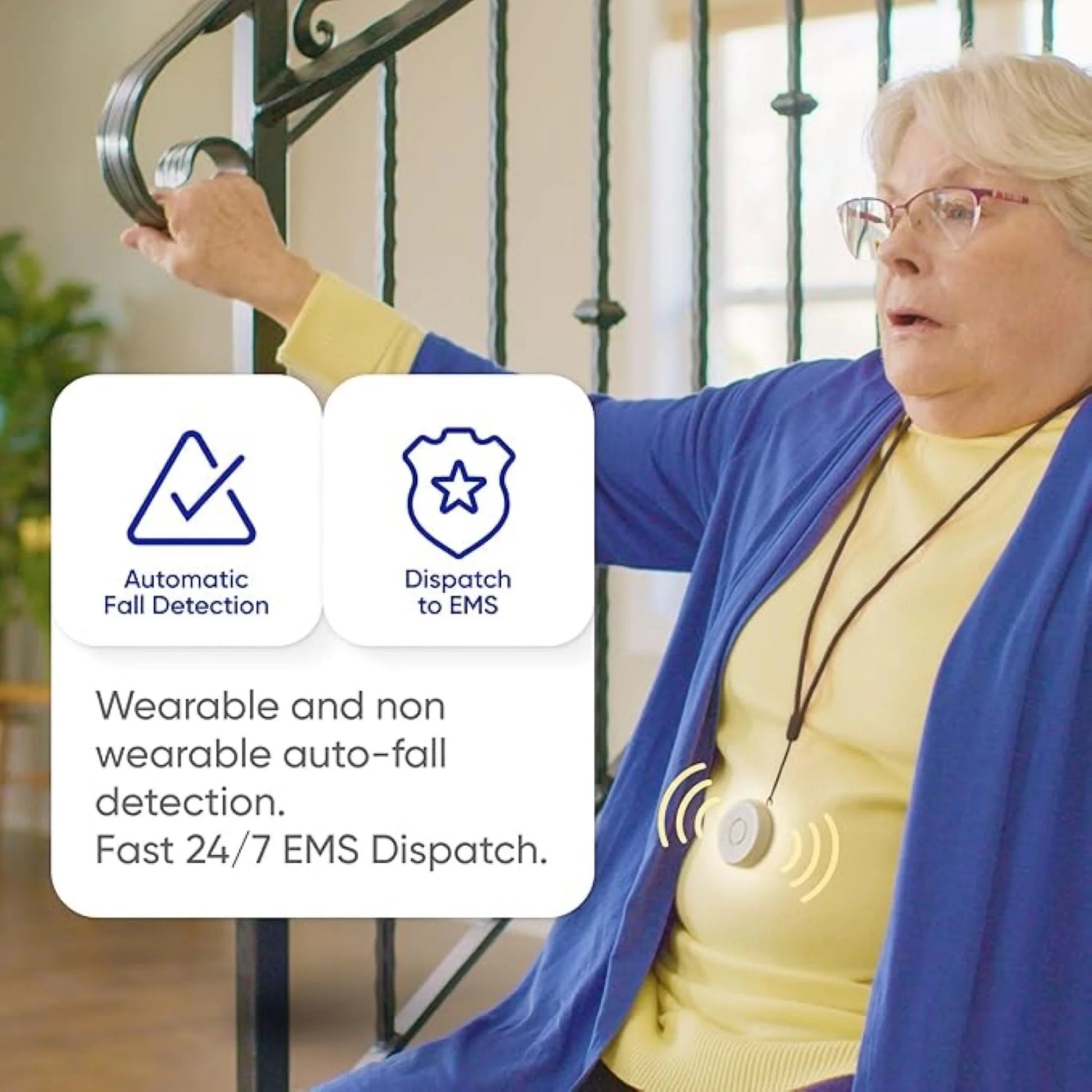 24/7 Medical Alert System with Fall Detection, Motion Sensors, and 911 Dispatch