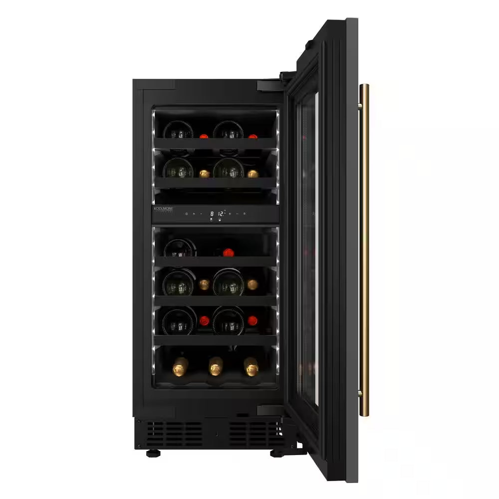Reserve 15 In. under Counter Panel Ready Dual Zone Built-In Wine Cooler with Black Shelves 23 Bottle Capacity