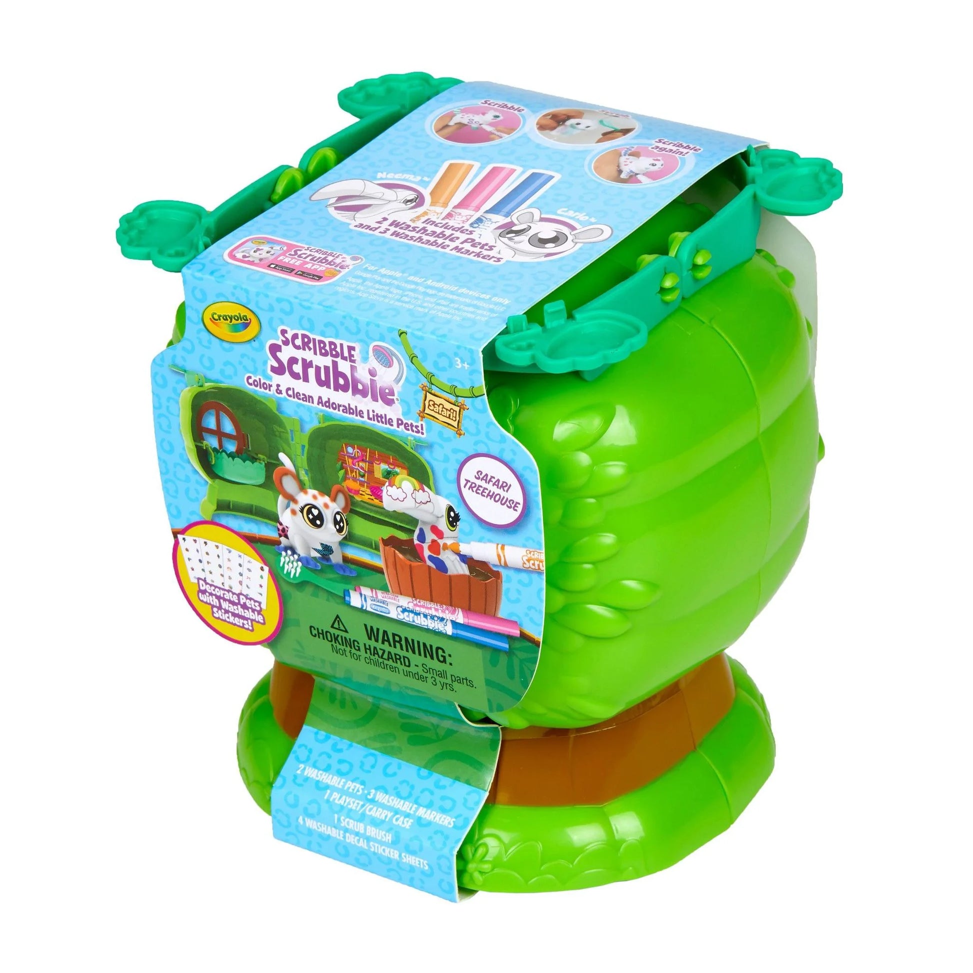 Scribble Scrubbie Pets Safari Treehouse Toy Set, Coloring Gift for Kids, Jungle Arts & Crafts