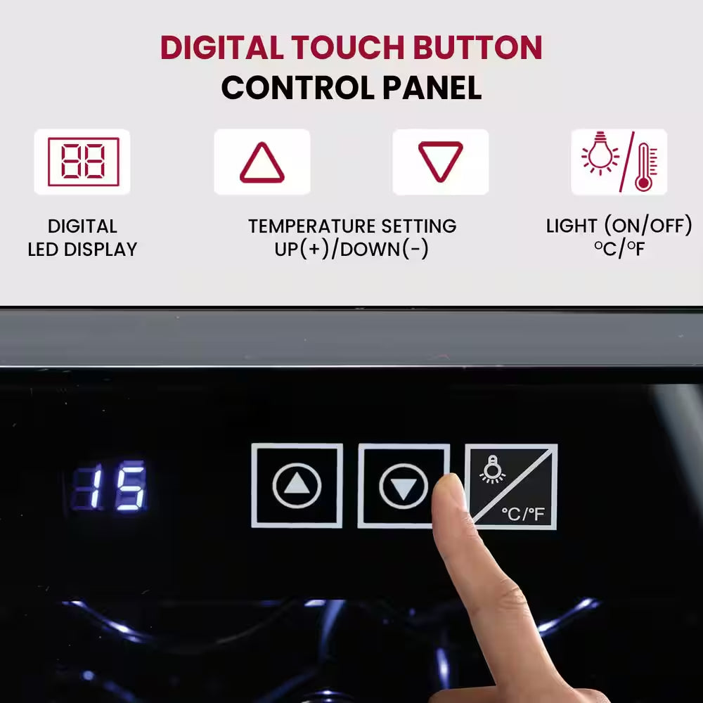 20 Bottle Wine Cooler, Black 1.7 Cu. Ft.. (48L) Freestanding Thermoelectric Wine Fridge