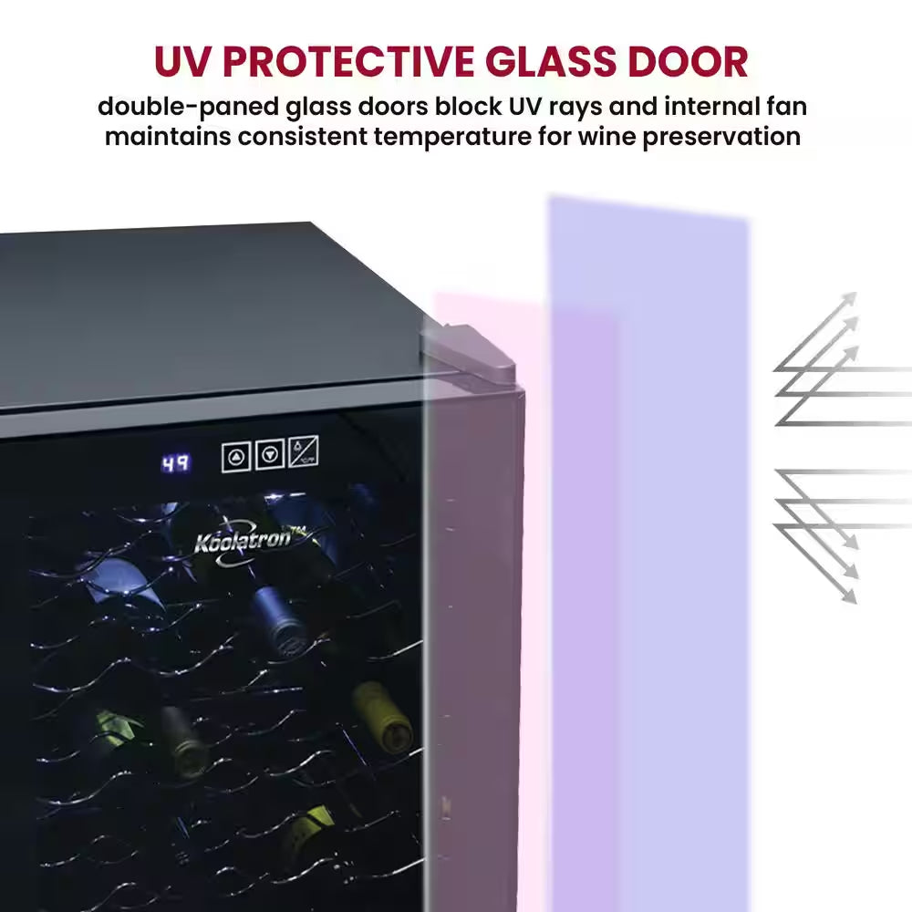 20 Bottle Wine Cooler, Black 1.7 Cu. Ft.. (48L) Freestanding Thermoelectric Wine Fridge