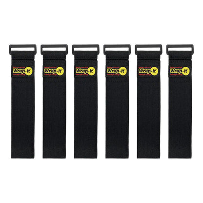 Super-Stretch Storage Strap Elastic All-Purpose Hook and Loop Cinch Strap in Black (Assorted 6-Pack)