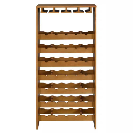 35-Bottle 7-Tier Oak Wine Rack