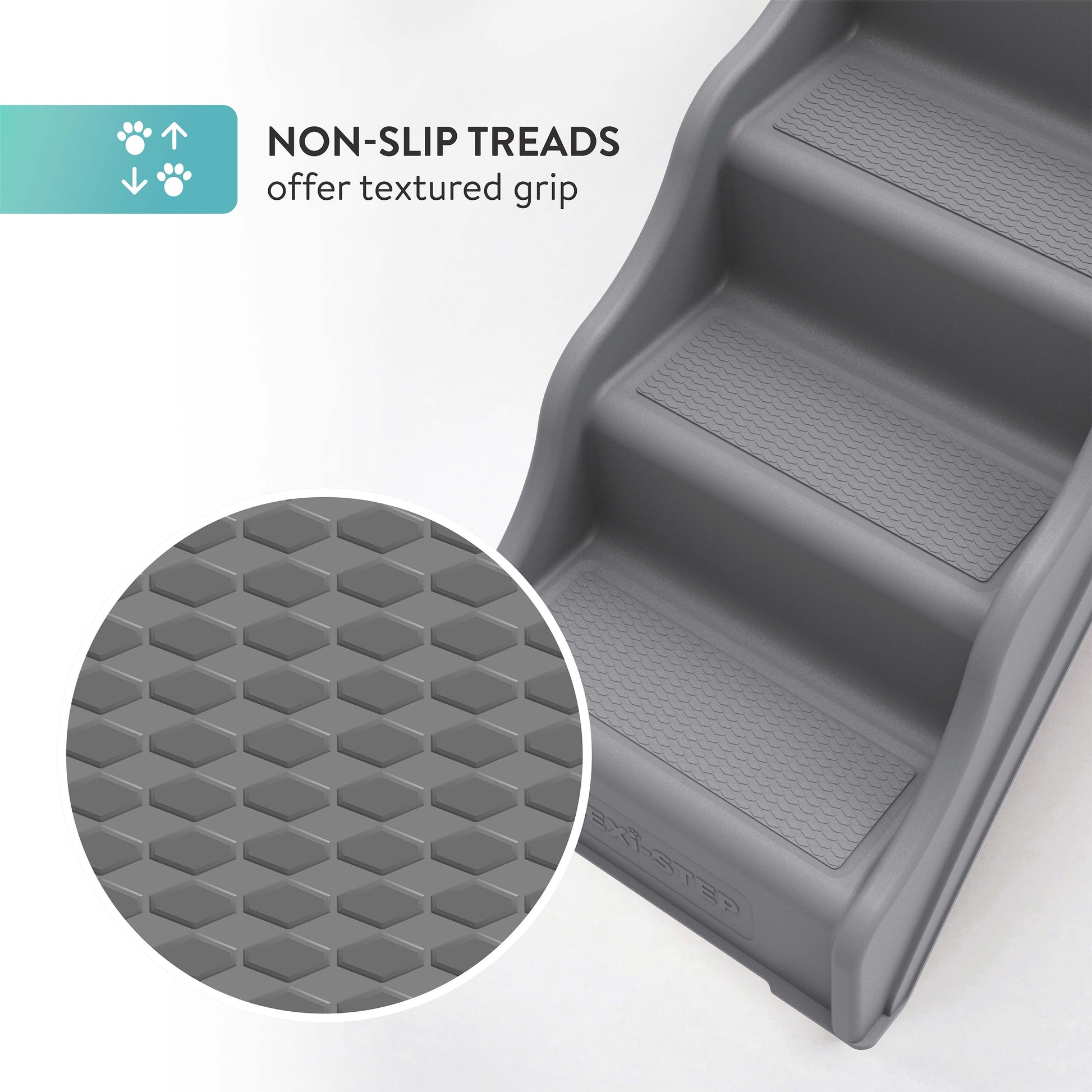 Tail Waggers Dog Stairs Flexi-Step, Foldable Dog Steps with 4-Step Design and Non-Slip Treads, Medium