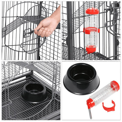 37" Small Animals Hutch for Rabbits and Cats, Black, Rolling, Large