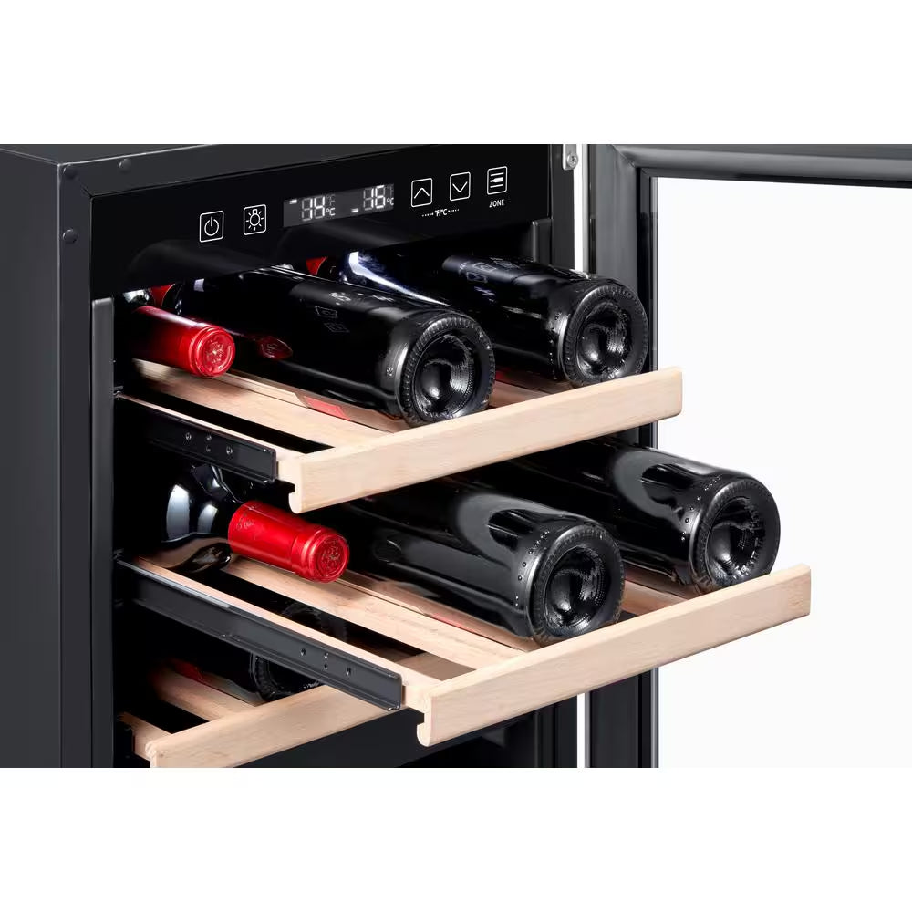 15 In. W 27-Bottle Dual Zone Wine Cooler in Stainless Steel