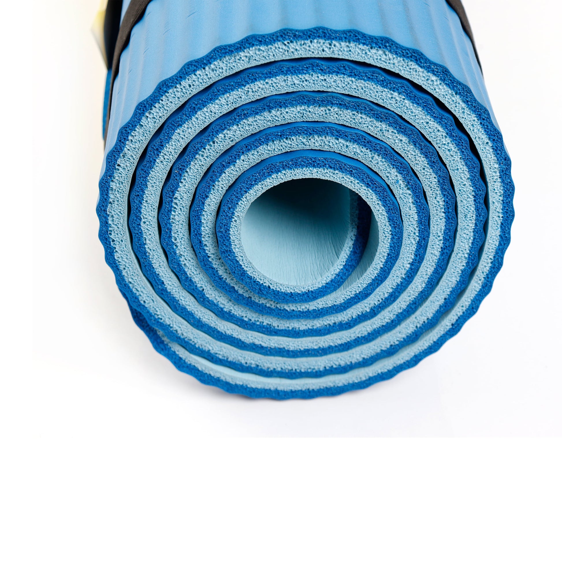 (4 Pack)  Two Tone Fitness Mat, 10Mm, 72Inx24In, Blue Color, NBR Foam, with Carry Strap