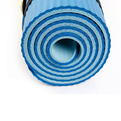 (4 Pack)  Two Tone Fitness Mat, 10Mm, 72Inx24In, Blue Color, NBR Foam, with Carry Strap