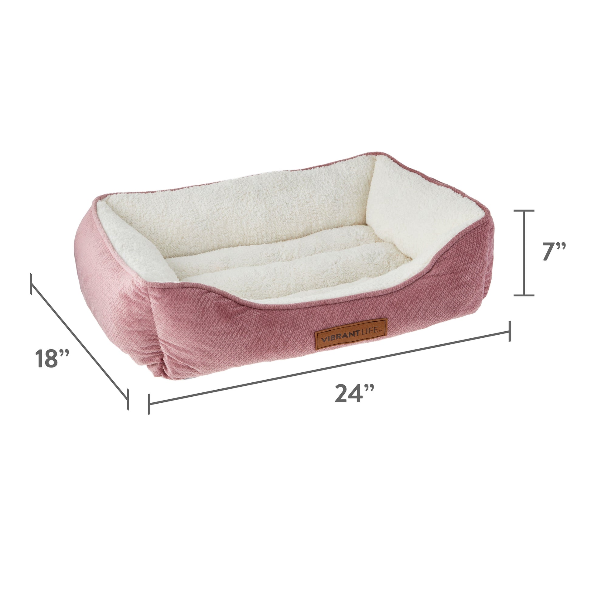 Premium Cuddler Pet Bed, Pink & White