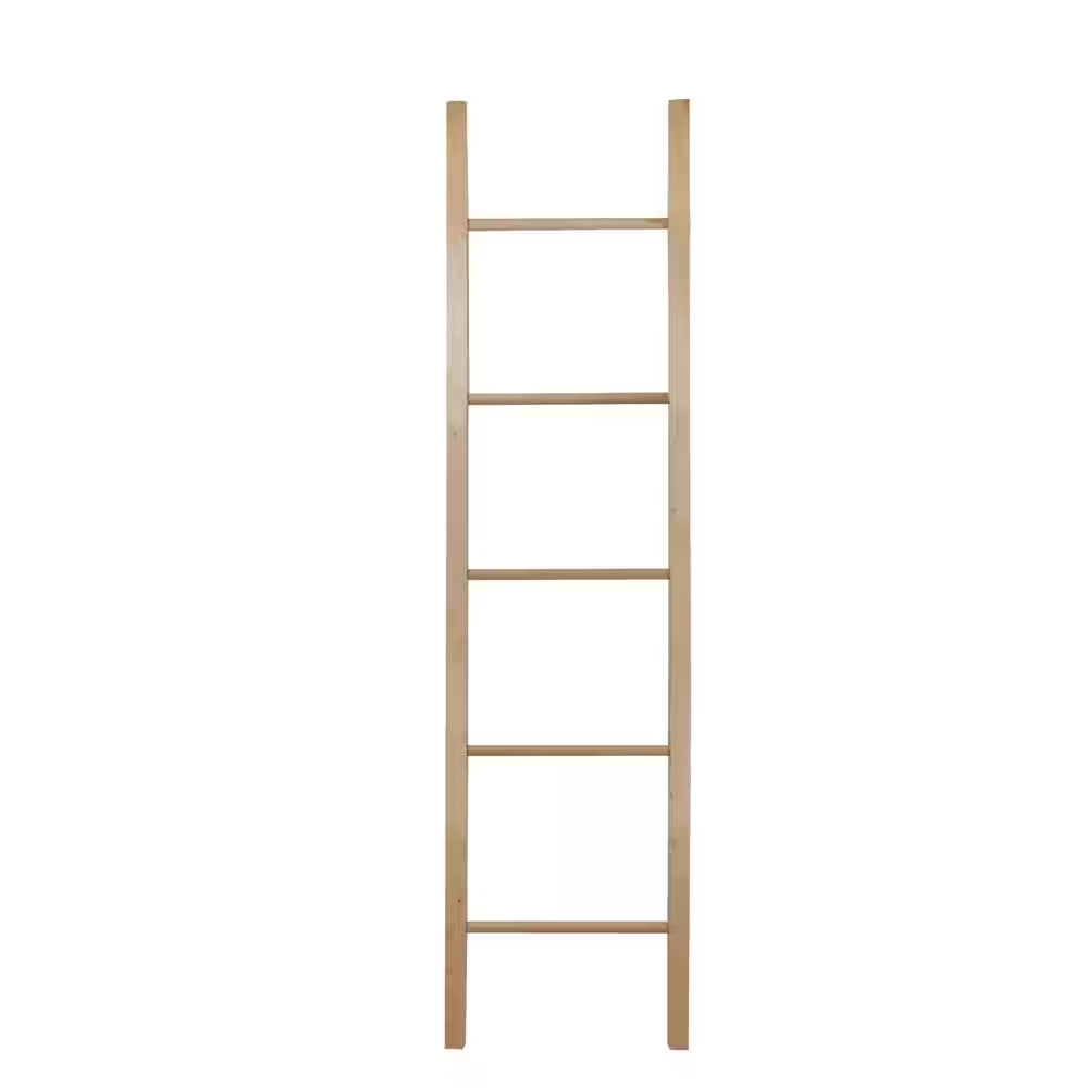 19 In. W X 1.6 In. D Espresso Decorative Ladder with Solid American Maple