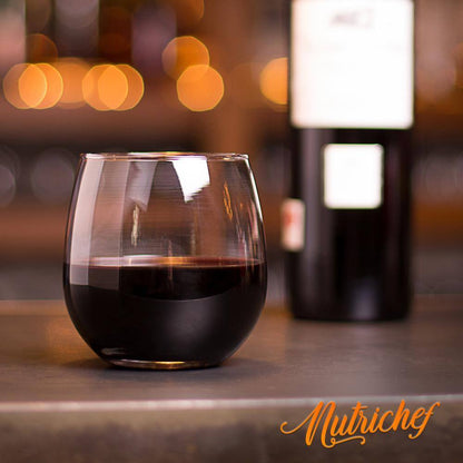 15 Oz. Crystal-Clear Stemless Wine Glass Set (Set of 2)