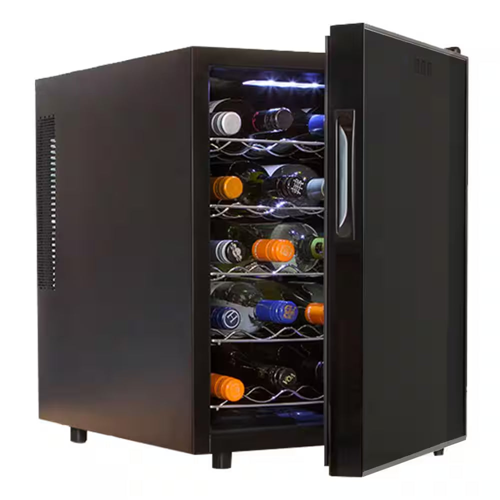 20 Bottle Wine Cooler, Black 1.7 Cu. Ft.. (48L) Freestanding Thermoelectric Wine Fridge