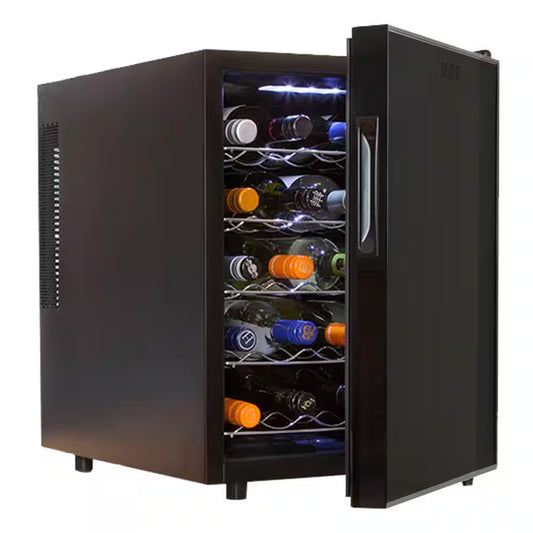 20 Bottle Wine Cooler, Black 1.7 Cu. Ft.. (48L) Freestanding Thermoelectric Wine Fridge