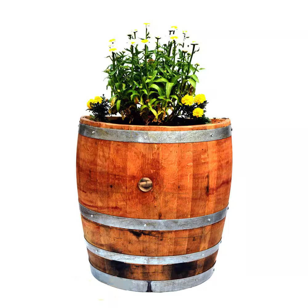 Tall 26 In. W X 13 In. D X 27 In. H Quarter Oak Wine Barrel Planter