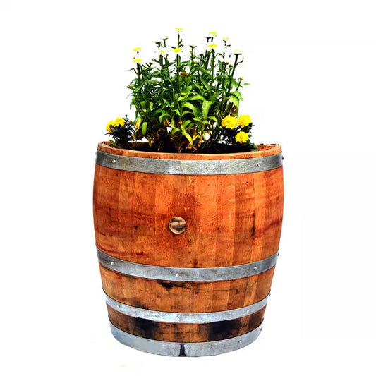 Tall 26 In. W X 13 In. D X 27 In. H Quarter Oak Wine Barrel Planter