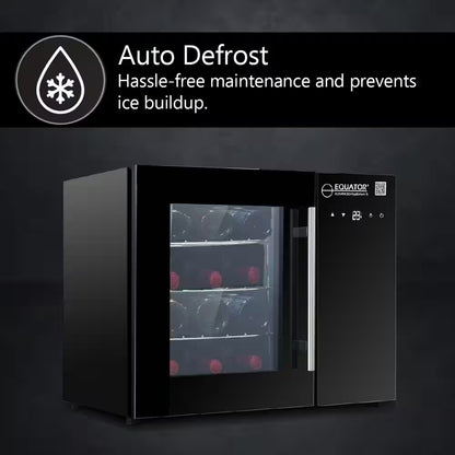 22In. Single Temperature Zone 12-Bottles Countertop/Wall-Mounted Beverage and Wine Cooler Black with anti UV Glass Door