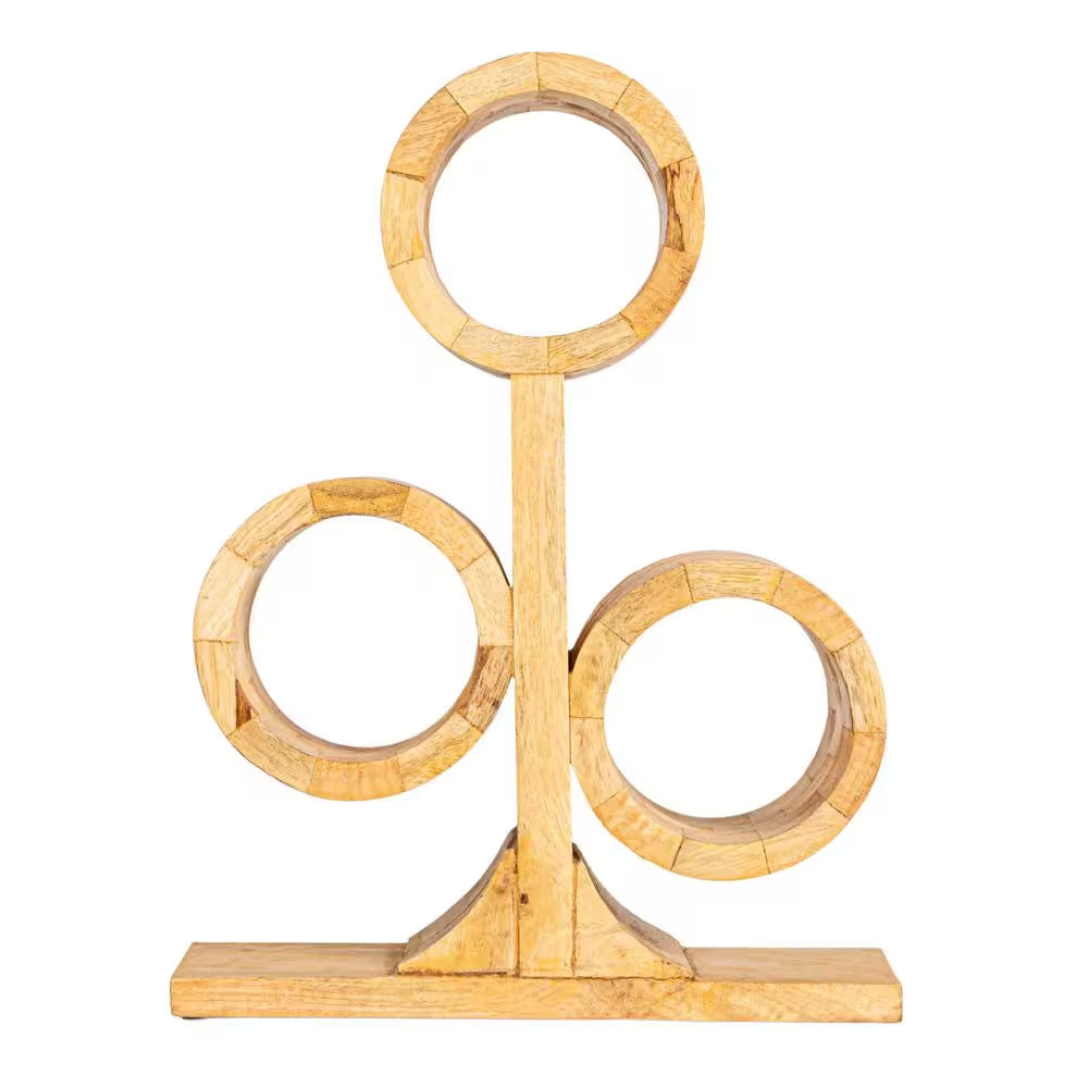 3-Bottle Brown Mango Wood End Grain Tabletop Wine Rack