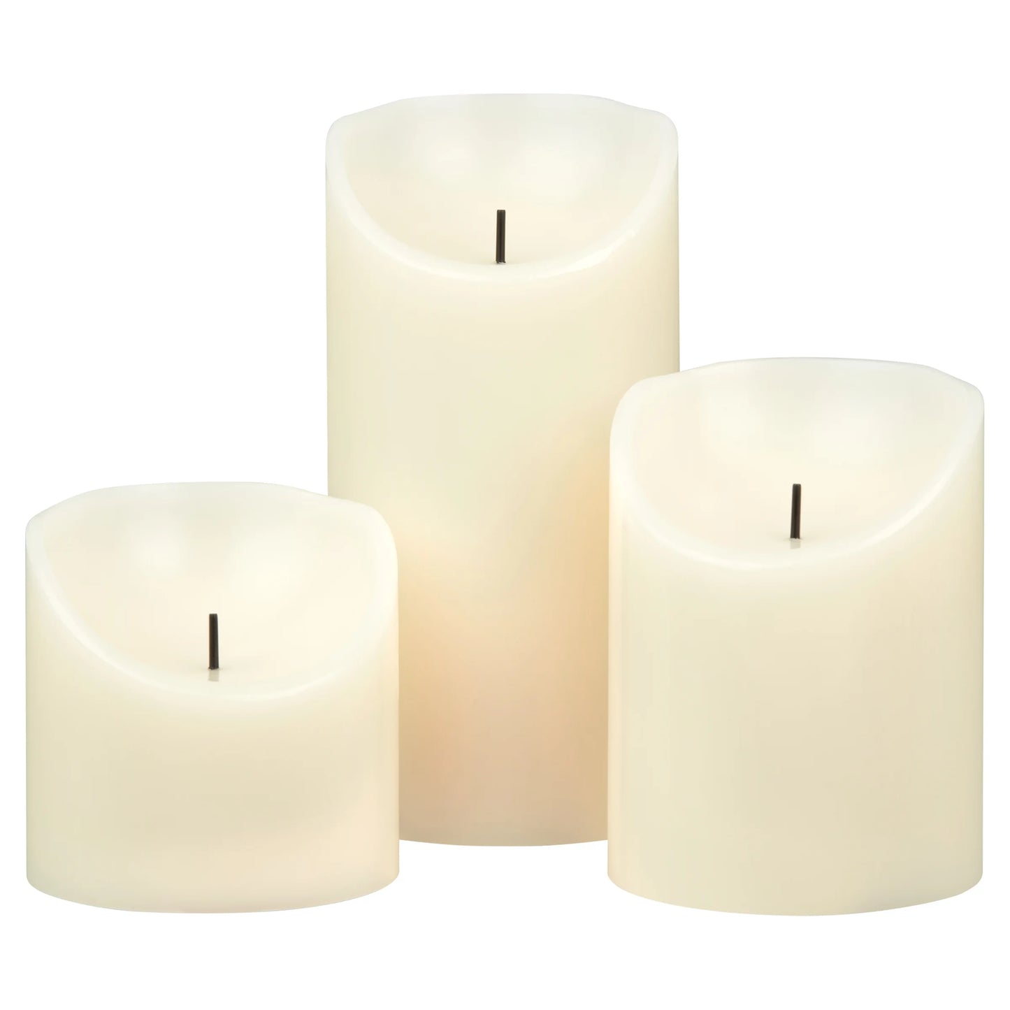 Unscented Flameless LED Pillar Candle, Ivory, Various Sizes, 3 Count