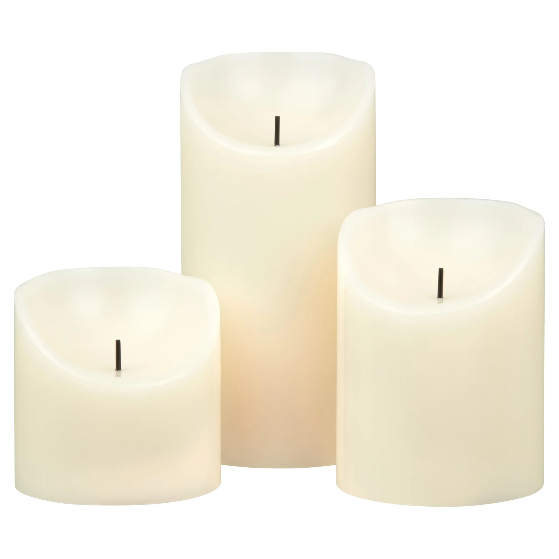 Unscented Flameless LED Pillar Candle, Ivory, Various Sizes, 3 Count