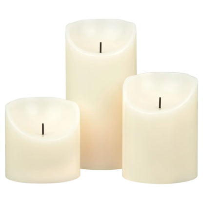 Unscented Flameless LED Pillar Candle, Ivory, Various Sizes, 3 Count