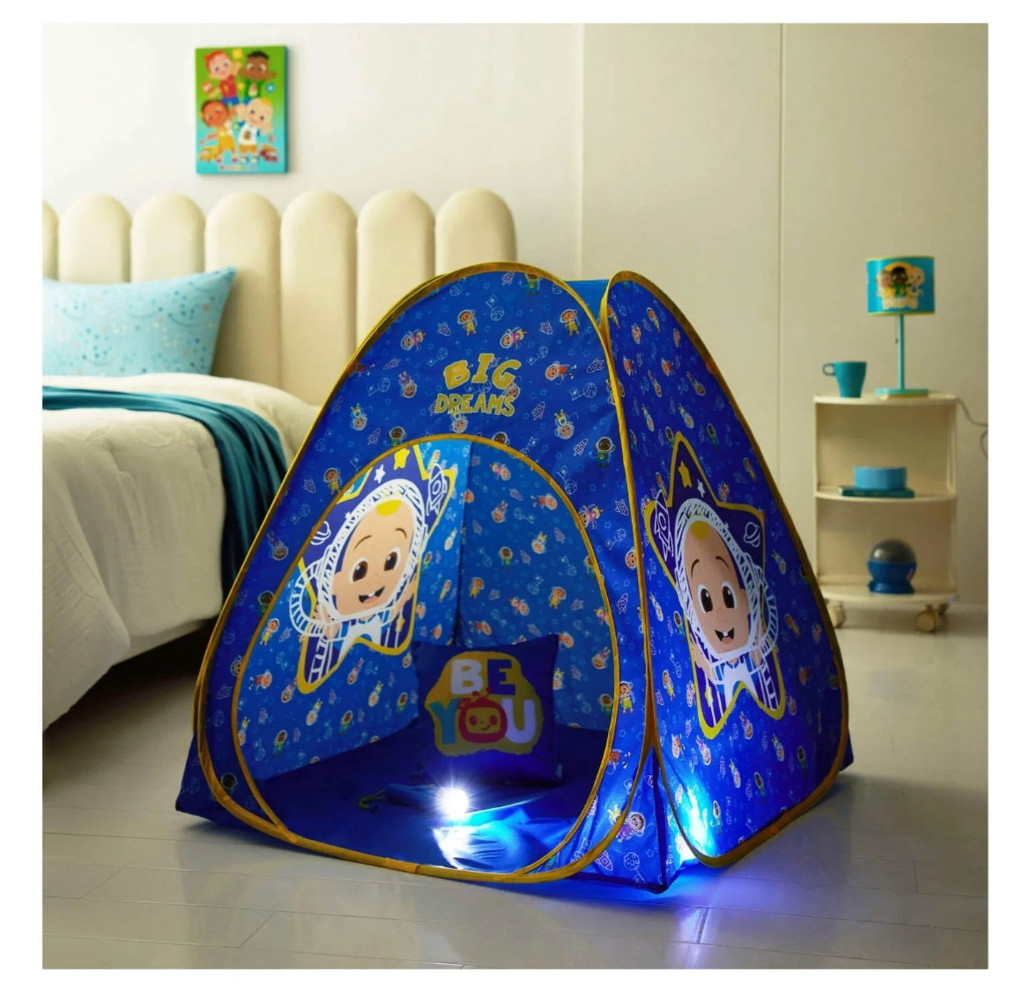3Pc Tent Set with Pillow and Flashlight, Blue, Unisex, Toddler
