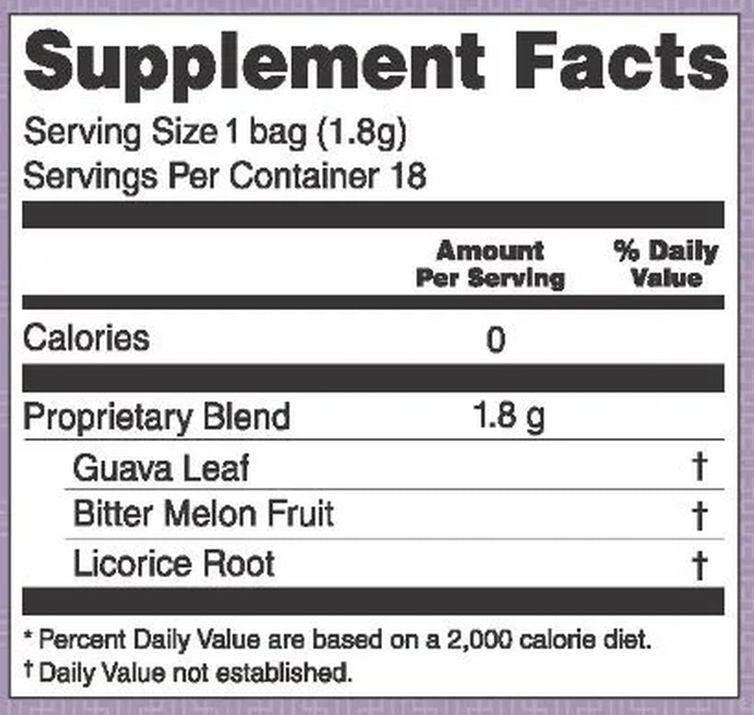 (2 Pack)  Blood Sugar Herbal Tea, 18 Count Box, All Natural, Caffeine Free, Dietary Supplement