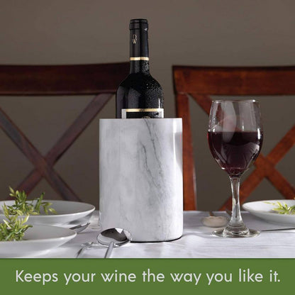 0.79 Qt. Marble Wine Chiller-1-Bottle Capacity-White-Stone-Kitchen Cooler