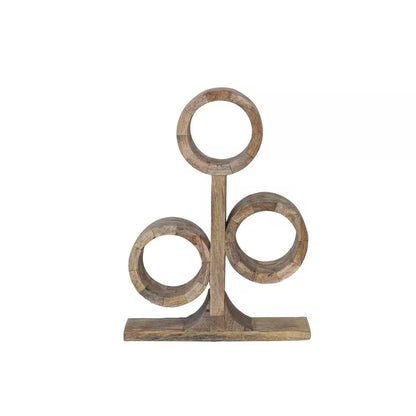 3-Bottle Brown Mango Wood End Grain Tabletop Wine Rack