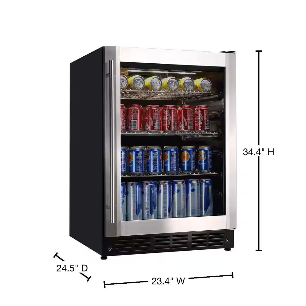 23.4 In. 50 Bottle, 154 Can, Wine and Beverage Cooler with Stainless Steel Door