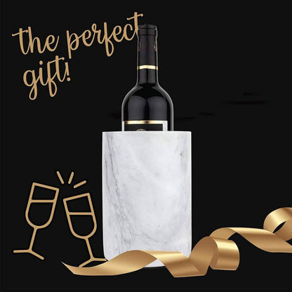 0.79 Qt. Marble Wine Chiller-1-Bottle Capacity-White-Stone-Kitchen Cooler