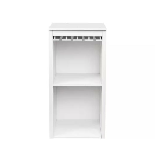 WHITE Color Modular Wine Bar Cabinet with Storage Shelves with Hutch for Dining Room