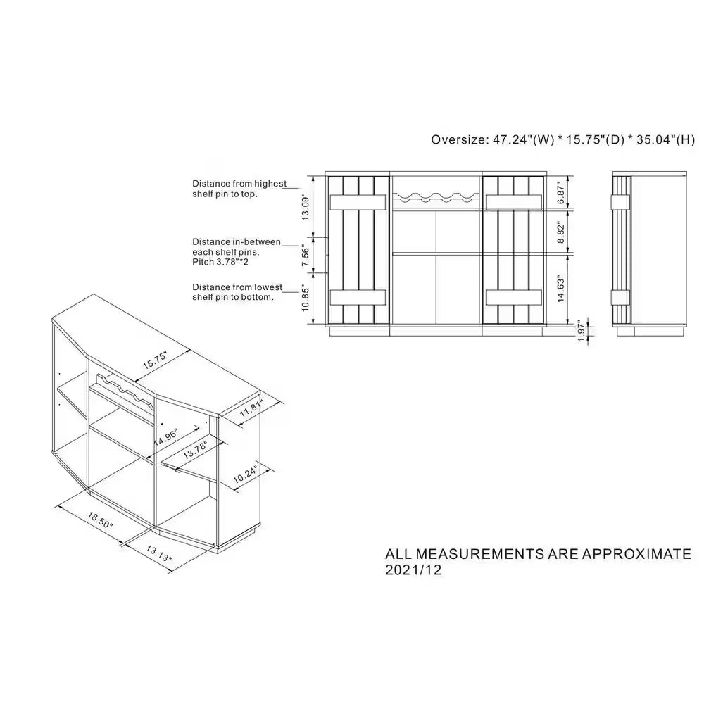 Shedd Rustic Navy Blue Buffet with 2-Shelves