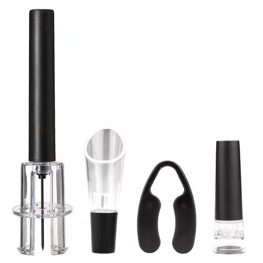 Plastic Air Pump Wine Bottle Opener with Foil Cutter, Vacuum Stopper, Aerator Pourer