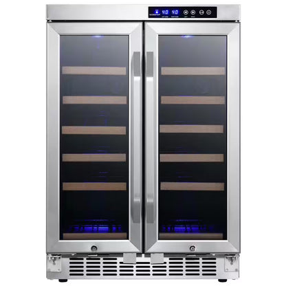 36 Bottle 24 In. Built-In French Door Dual Zone Wine Cooler
