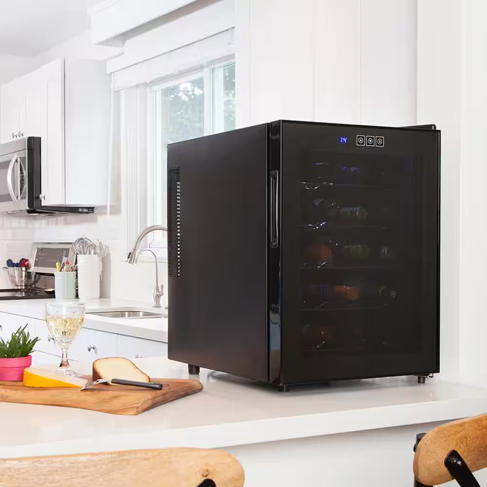 20 Bottle Wine Cooler, Black 1.7 Cu. Ft.. (48L) Freestanding Thermoelectric Wine Fridge