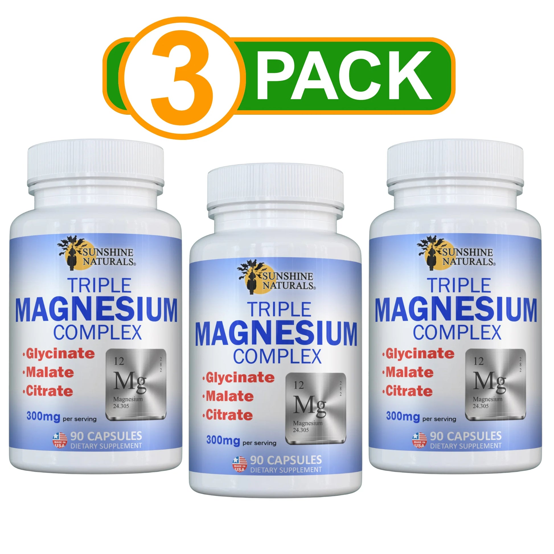 Triple Magnesium Dietary Supplement, 90 Capsules