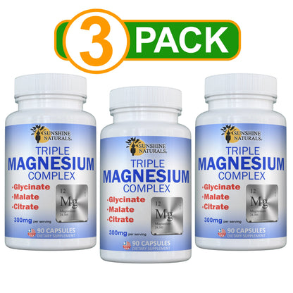 Triple Magnesium Dietary Supplement, 90 Capsules