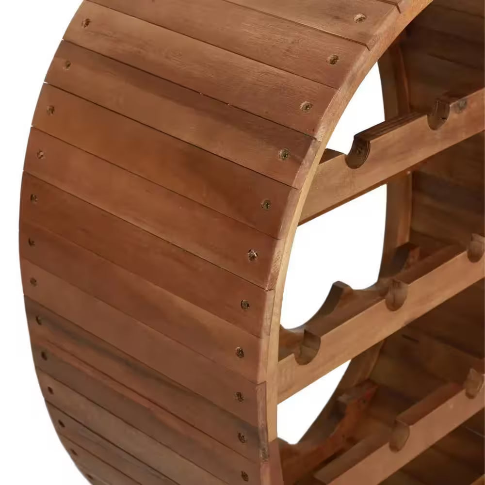 13-Bottle Brown Wood Floor Wine Rack