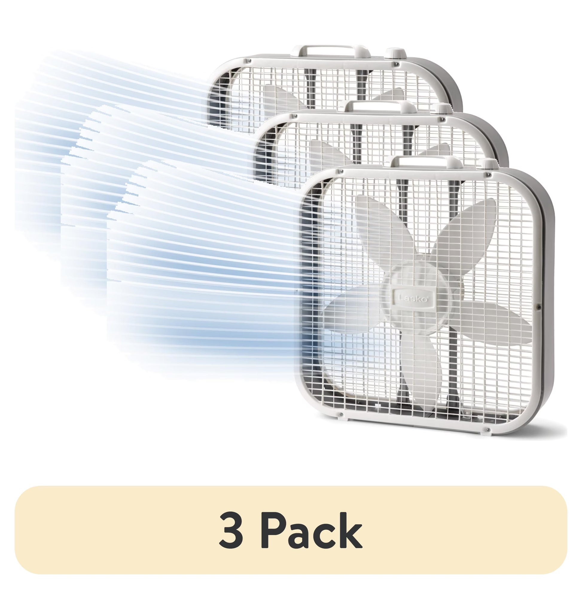 (3 Pack)  Cool Colors 20" 3-Speed Weather Resistant Box Fan, Black B20301, New