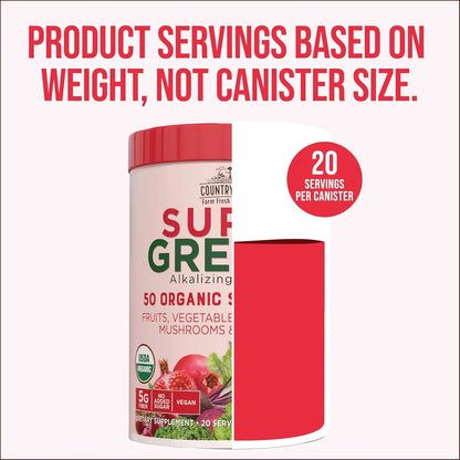 Super Greens Drink Mix, Berry Flavor, 10.6 Oz 20 Servings