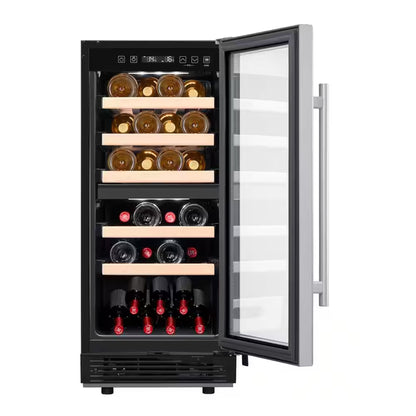 15 In. W 27-Bottle Dual Zone Wine Cooler in Stainless Steel