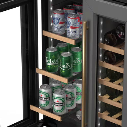 Reserve 24 In. French Door Dual Zone Panel Ready Undercounter with 20 Bottle Capacity Beverage and Wine Cooler in Black