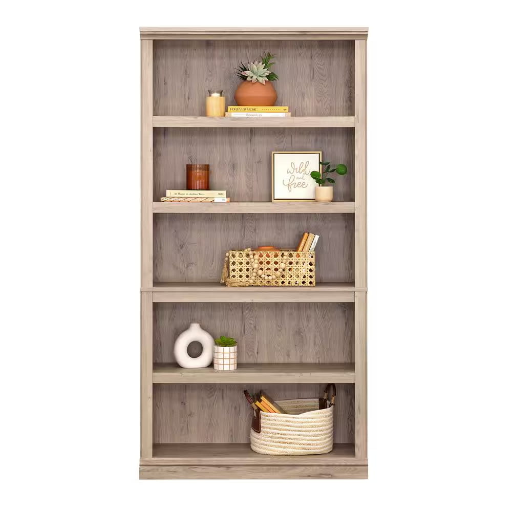 35.276 In. Wide Laurel Oak 5-Shelf Standard Bookcase